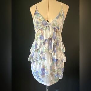 Costa Blanca Floral Dress in Green and Blue size medium